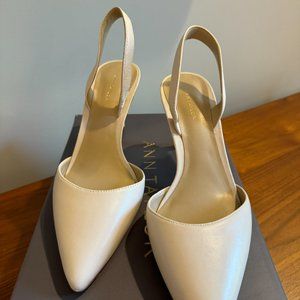 New Ann Taylor Kerry Leather Slingback Pump -- Delicate Ecru - Size 7